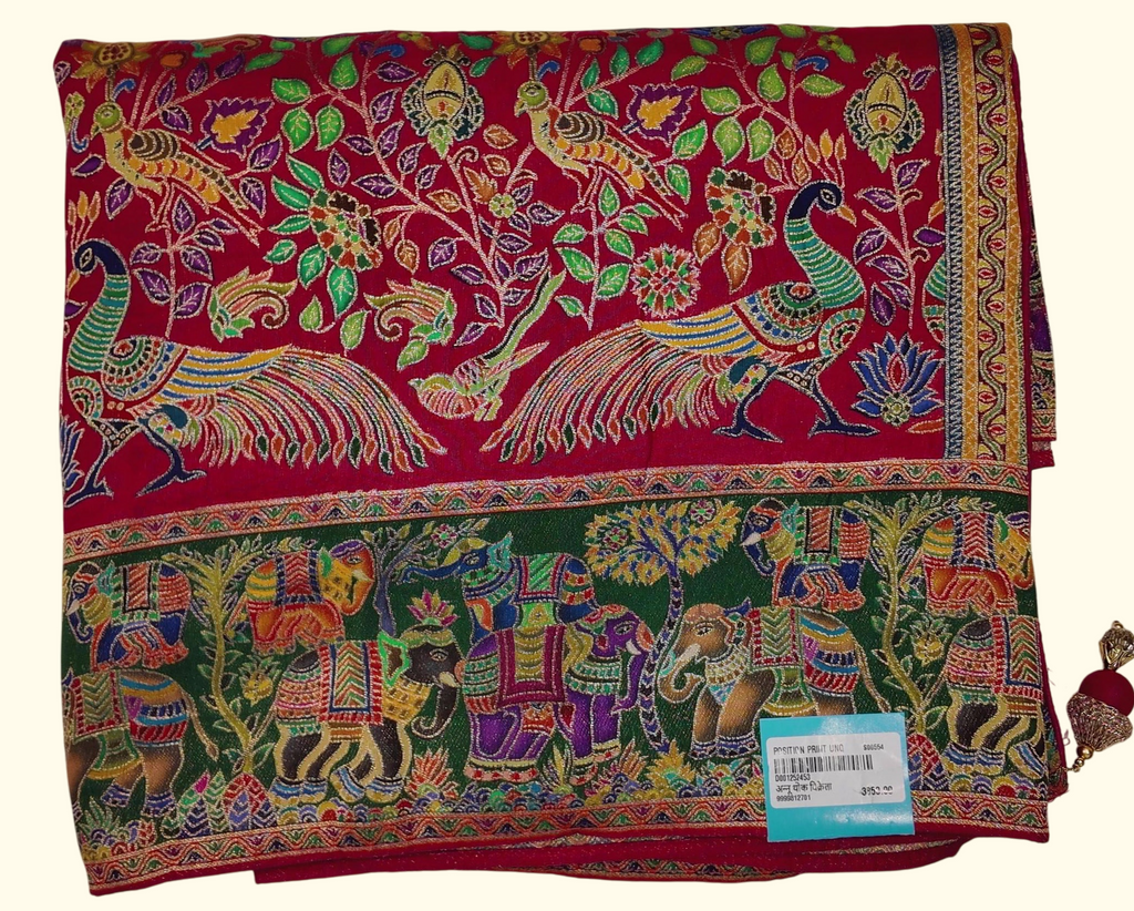 Vibrant Flora and Fauna Tapestry Saree – A Festive Masterpiece", - Image 1_no_bg