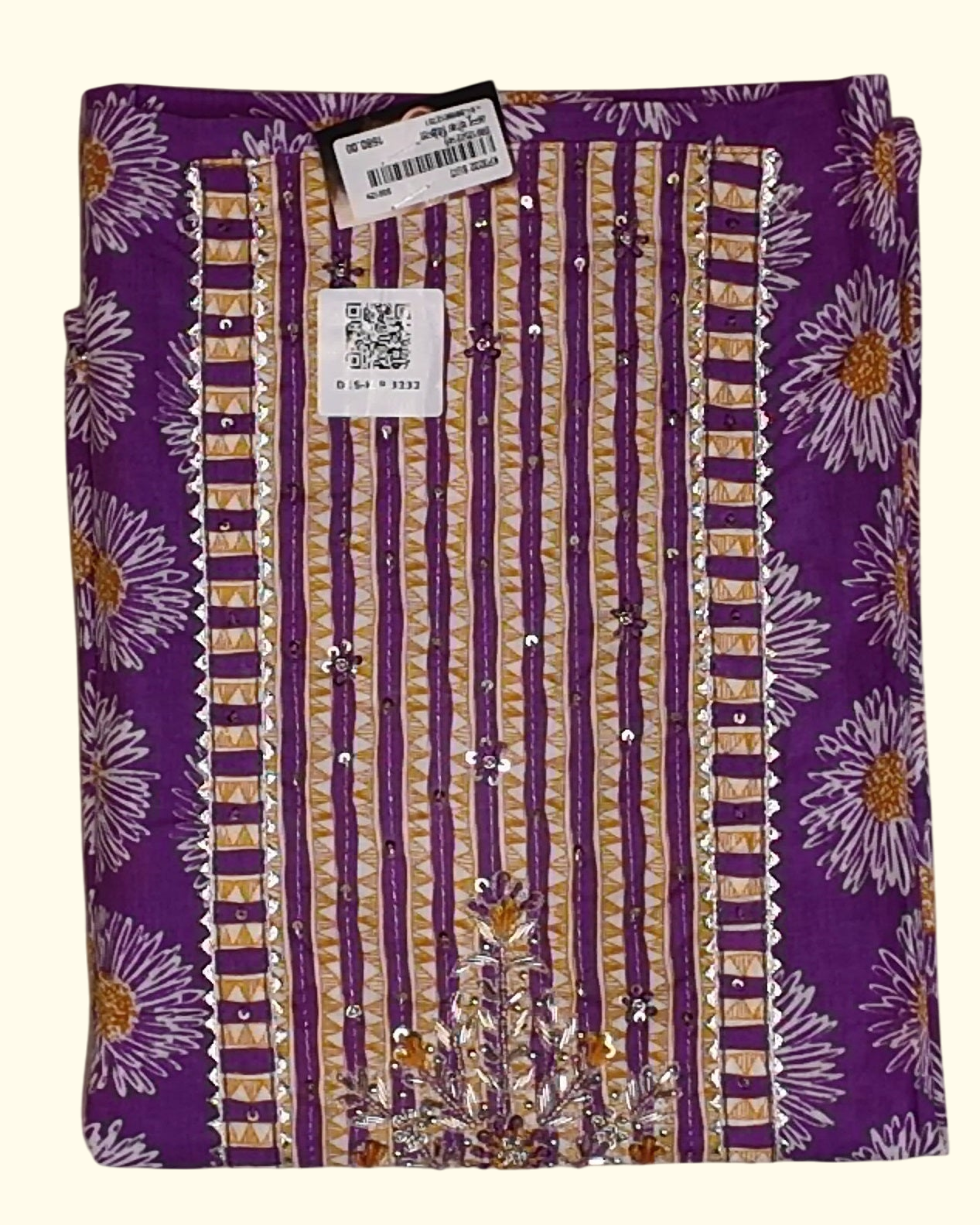 Vibrant Floral Symphony Unstitched Suit - Perfect for Festive Celebrations", - Image 1_no_bg