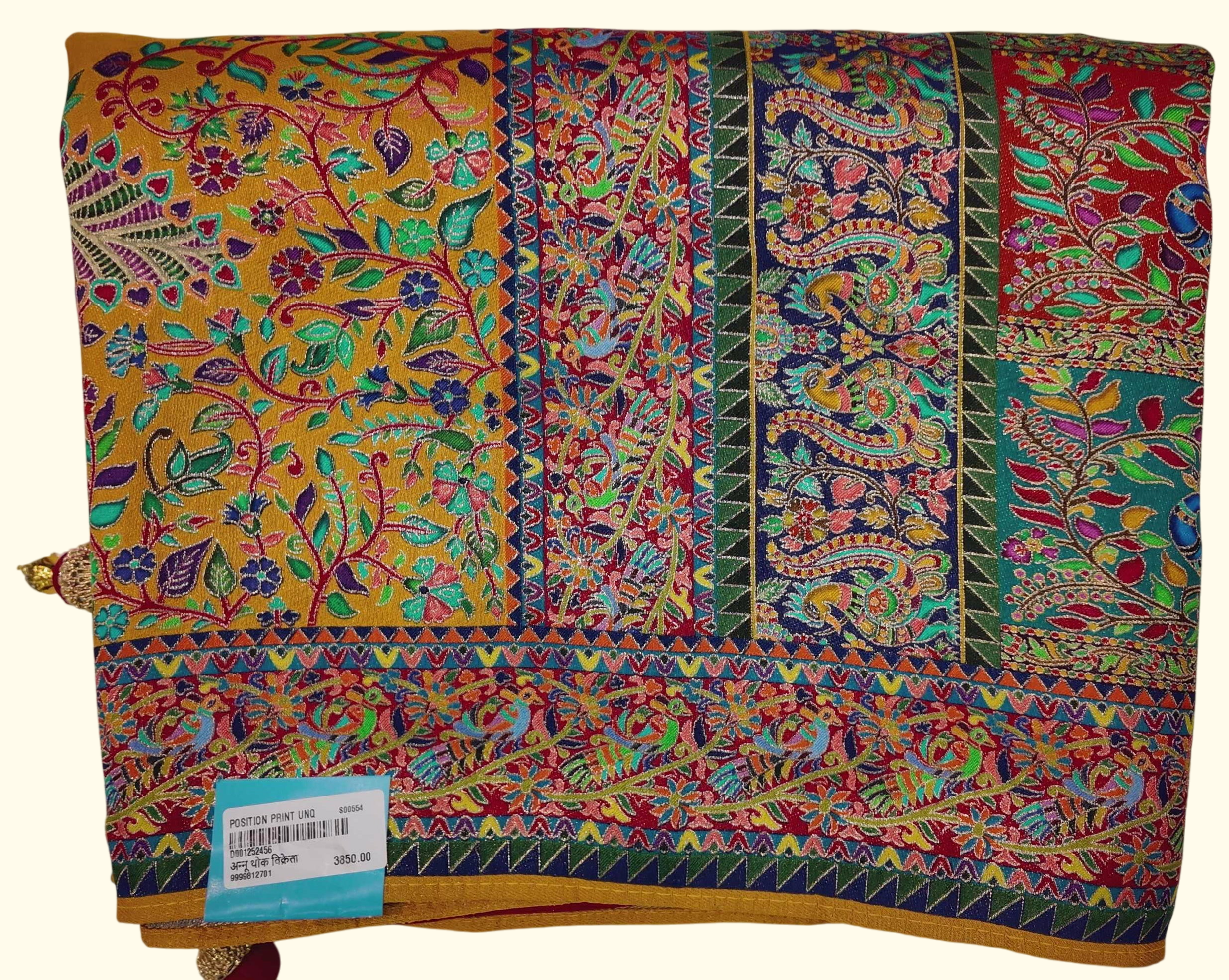 Vibrant Floral Tapestry Saree - A Kaleidoscope of Heritage", - Image 1_no_bg
