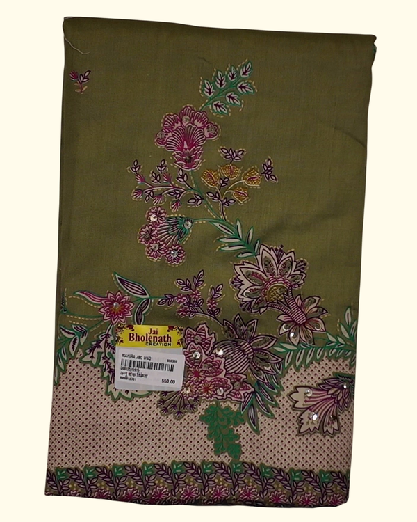 Vibrant Floral Unstitched Linen Suit - Perfect for Festive Gatherings", - Image 1_no_bg