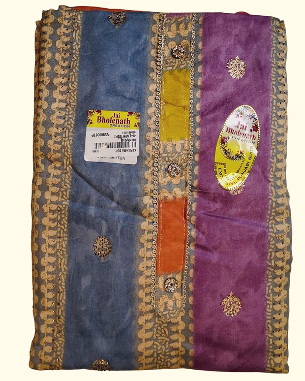 Vibrant Handcrafted Unstitched Suit in Multicolor Bliss", - Image 1_no_bg