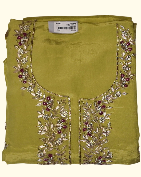 Vibrant Lime Floral Embroidered Unstitched Suit", - Image 1_no_bg