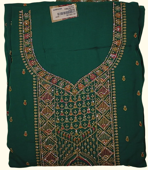 Vibrant Teal Unstitched Suit with Intricate Embroidery", - Image 1_no_bg