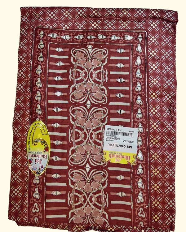 Vintage Maroon Symphony Unstitched Suit – Intricate Embellishments", - Image 1_no_bg