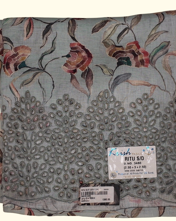 Whispering Blooms: Ethereal Unstitched Suit Canvas", - Image 1_no_bg