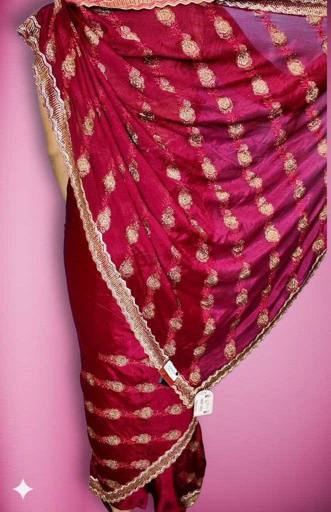 Bordeaux Regal Opulent Heritage Saree