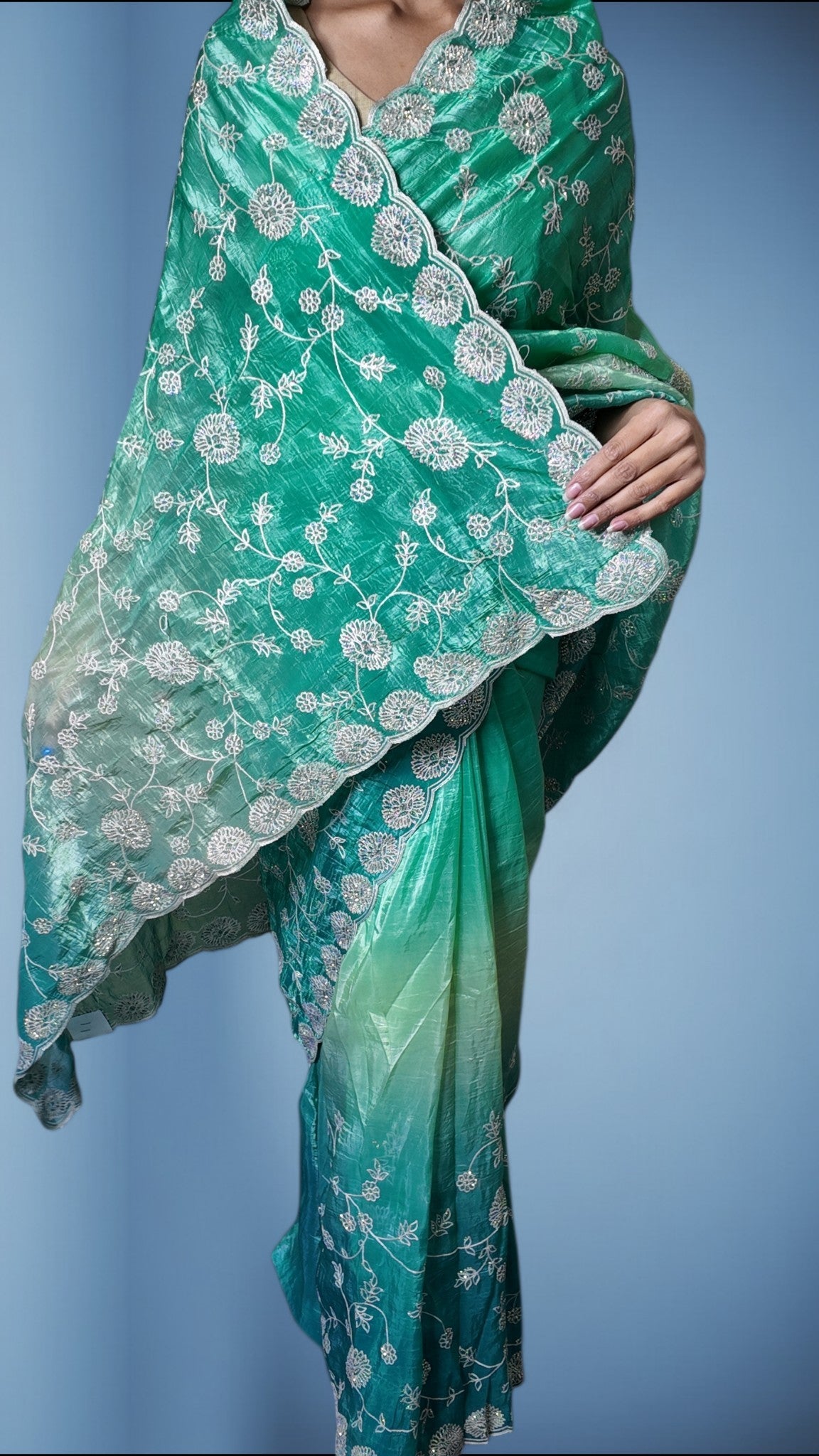 Jade Radiant Elegance Charm Saree