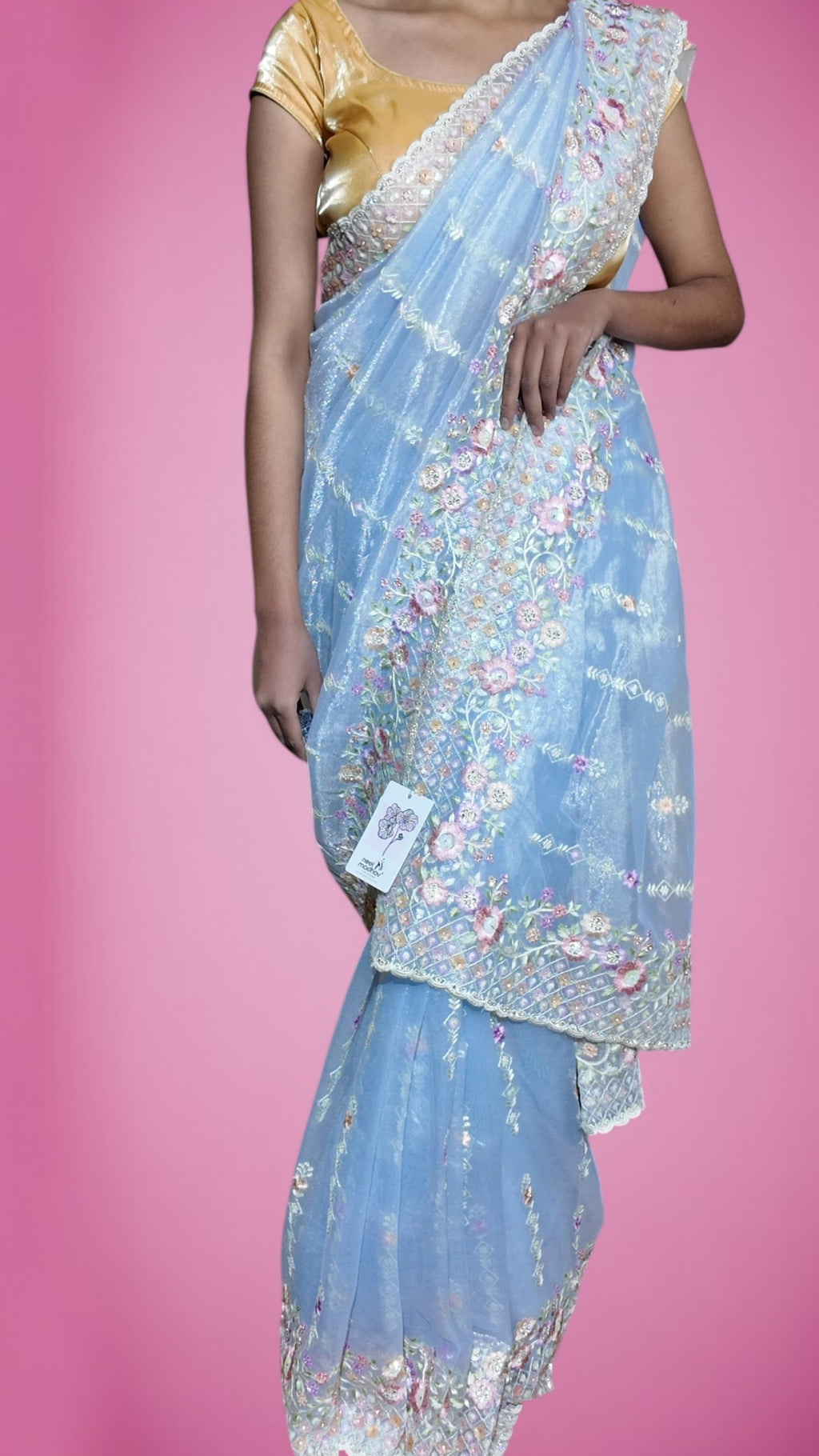 Azure Ethereal Regal Bloom Saree