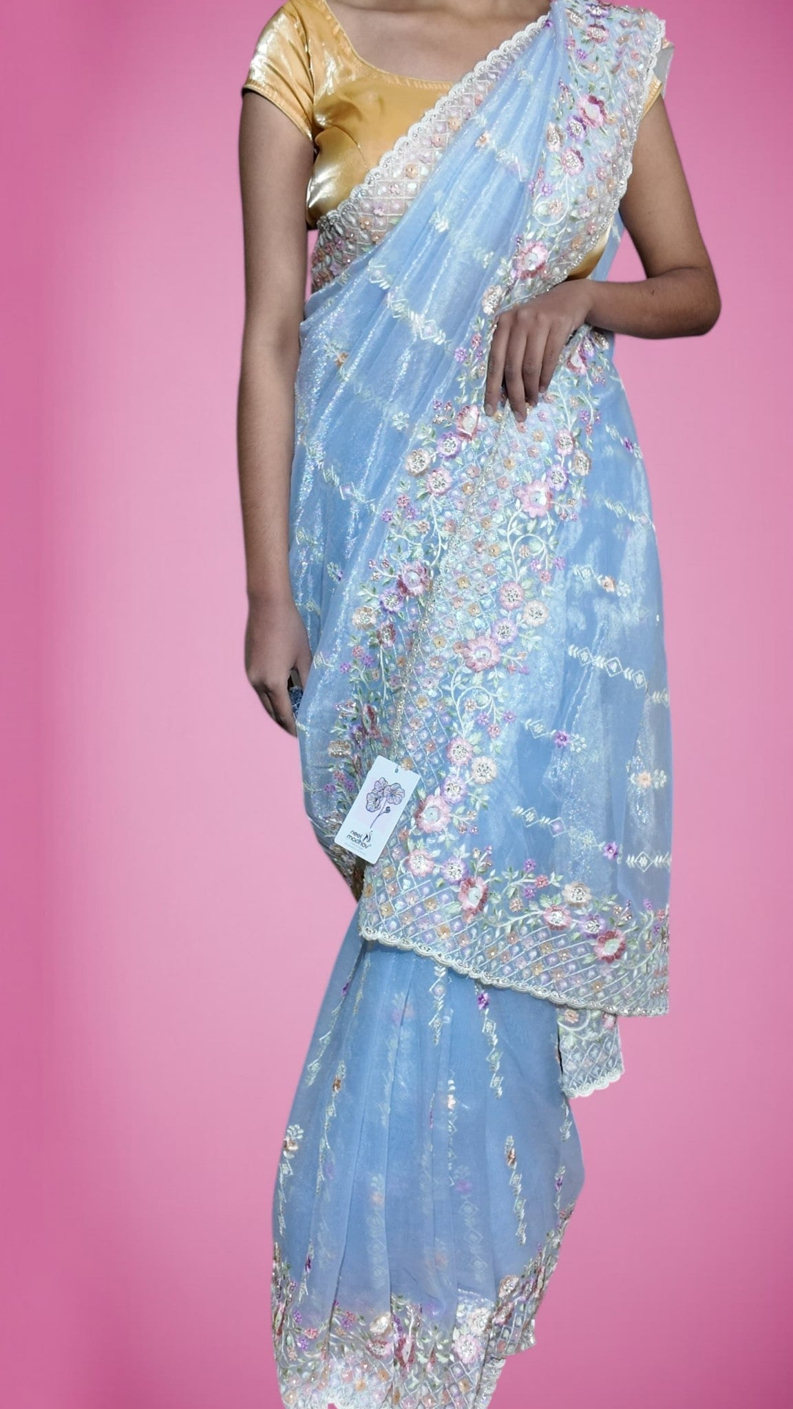 Azure Ethereal Regal Bloom Saree