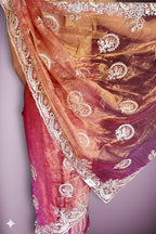 Coral Ethereal Exquisite Bloom Saree