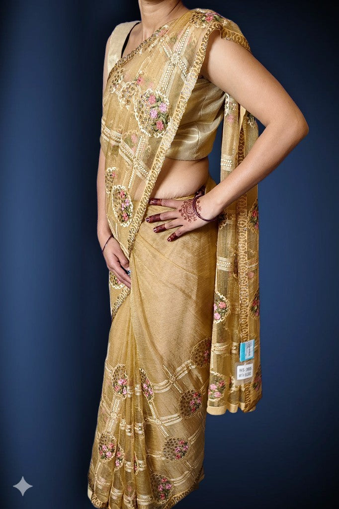 Champagne Regal Exquisite Bloom Saree