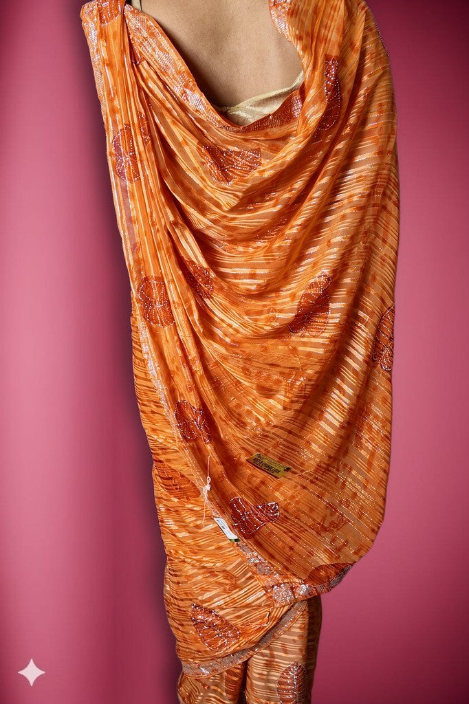Tangerine Radiant Majestic Couture Saree