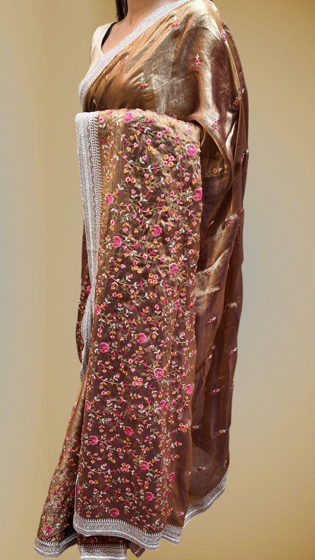 Champagne Regal Opulent Bloom Saree
