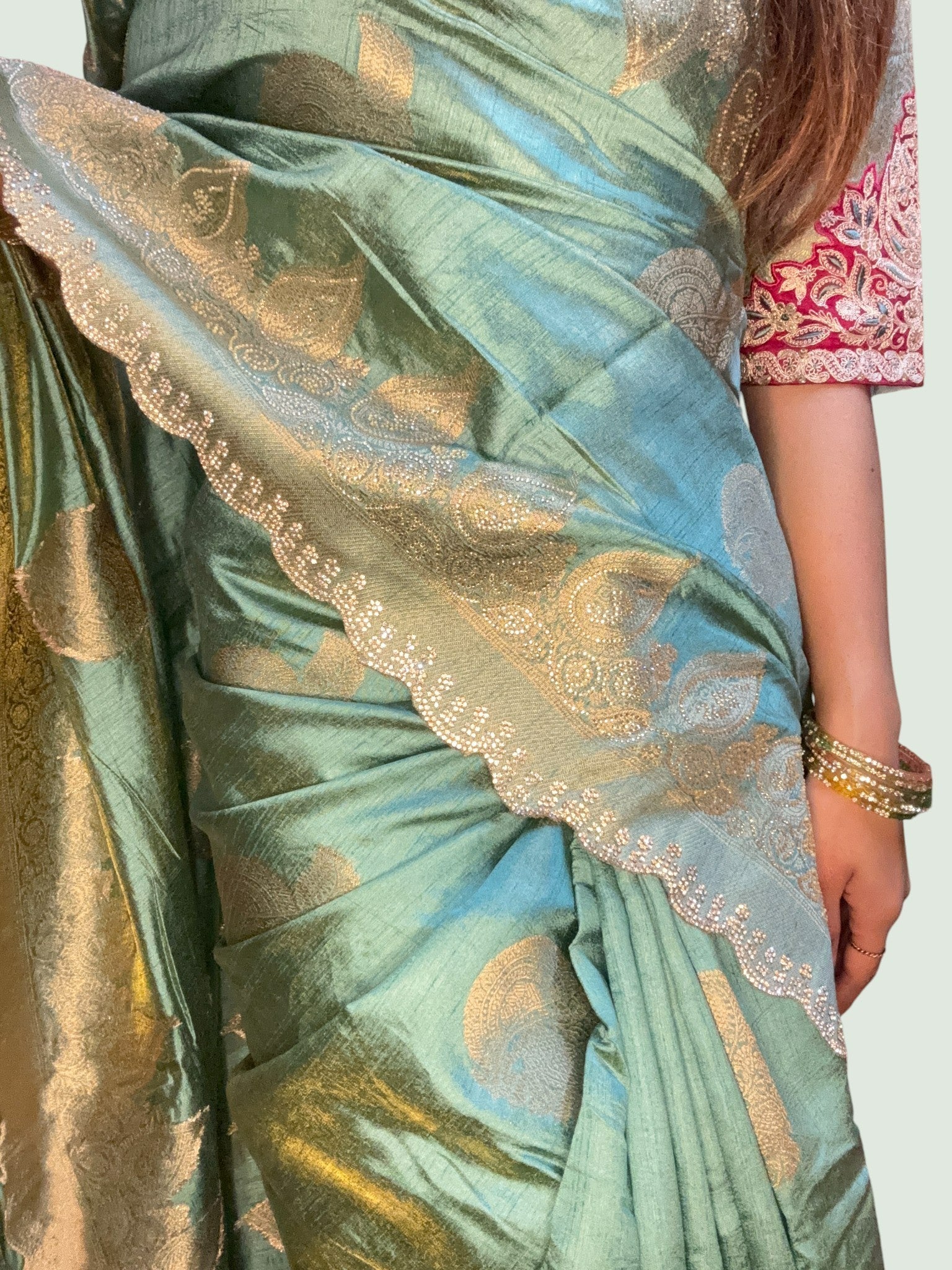 Turquoise Regal Opulent Heritage Saree