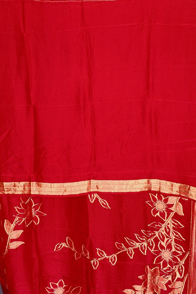 Crimson Regal Opulent Bloom Saree