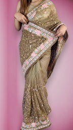 Champagne Regal Exquisite Bloom Saree