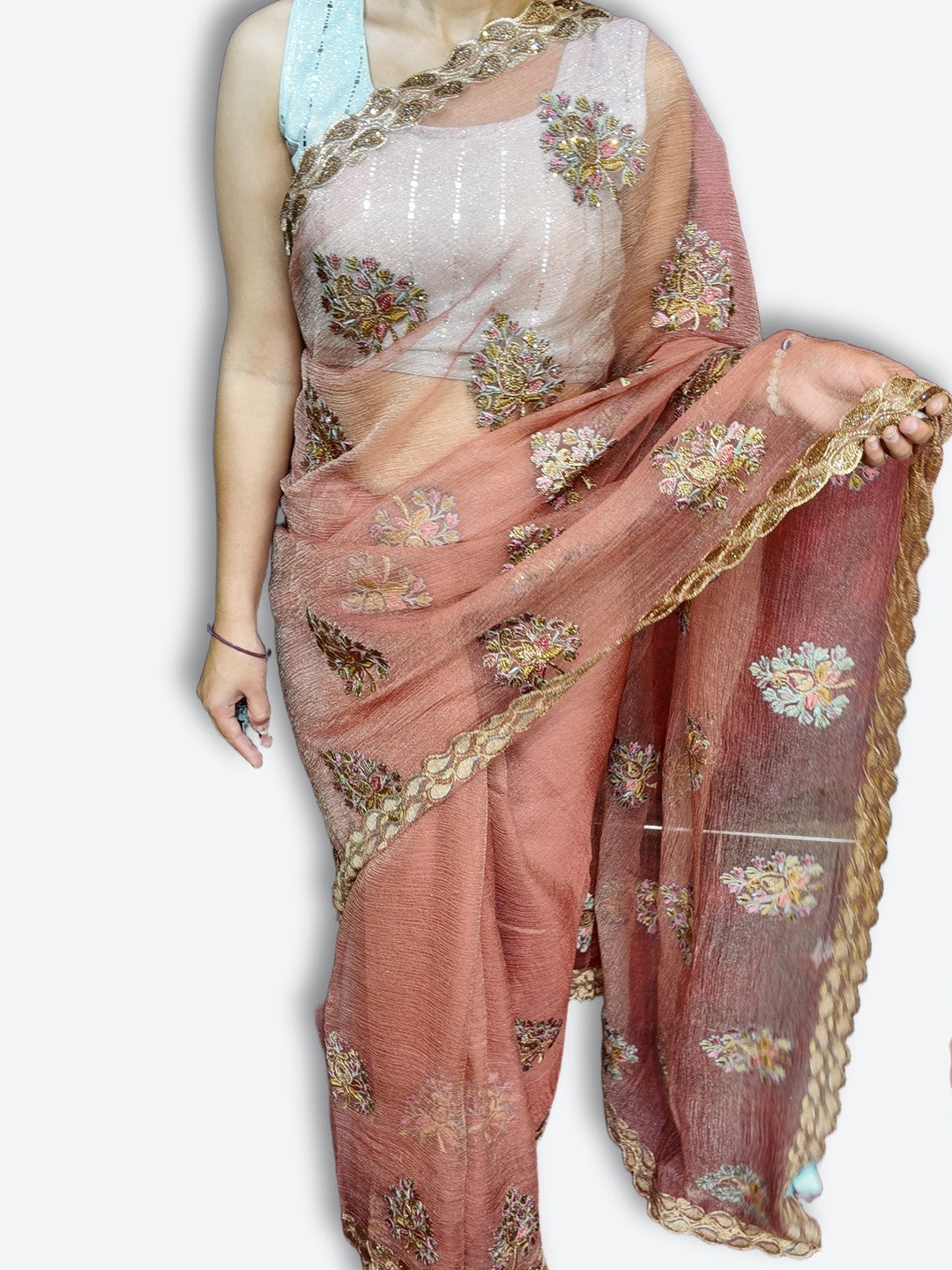 Peach Radiant Regal Bloom Saree