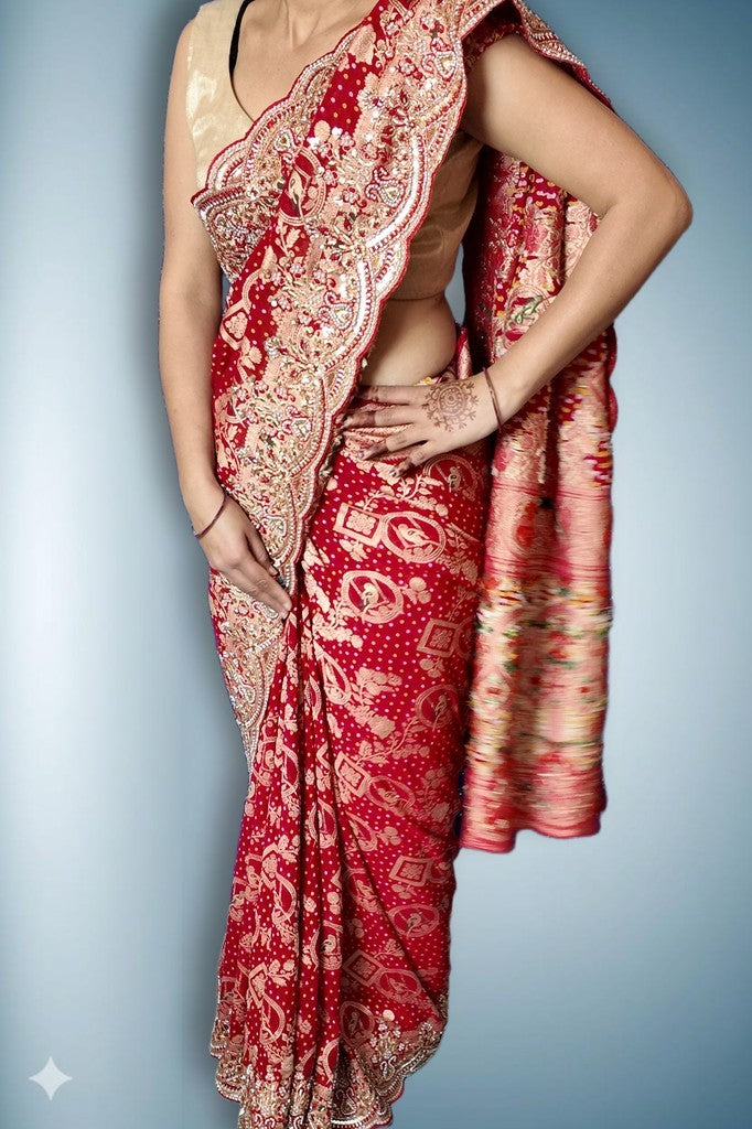 Crimson Regal Opulent Heritage Saree