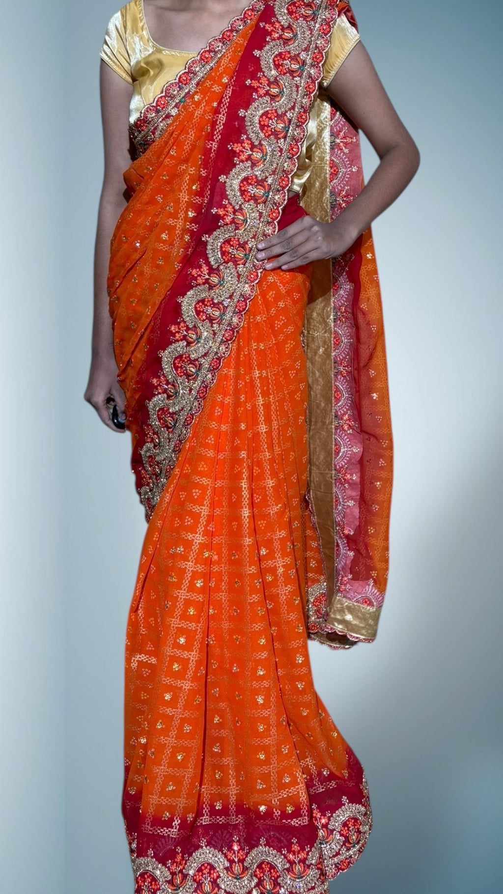 Tangerine Regal Opulent Heritage Saree