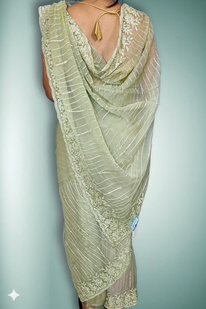 Sage Ethereal Regal Elegance Saree