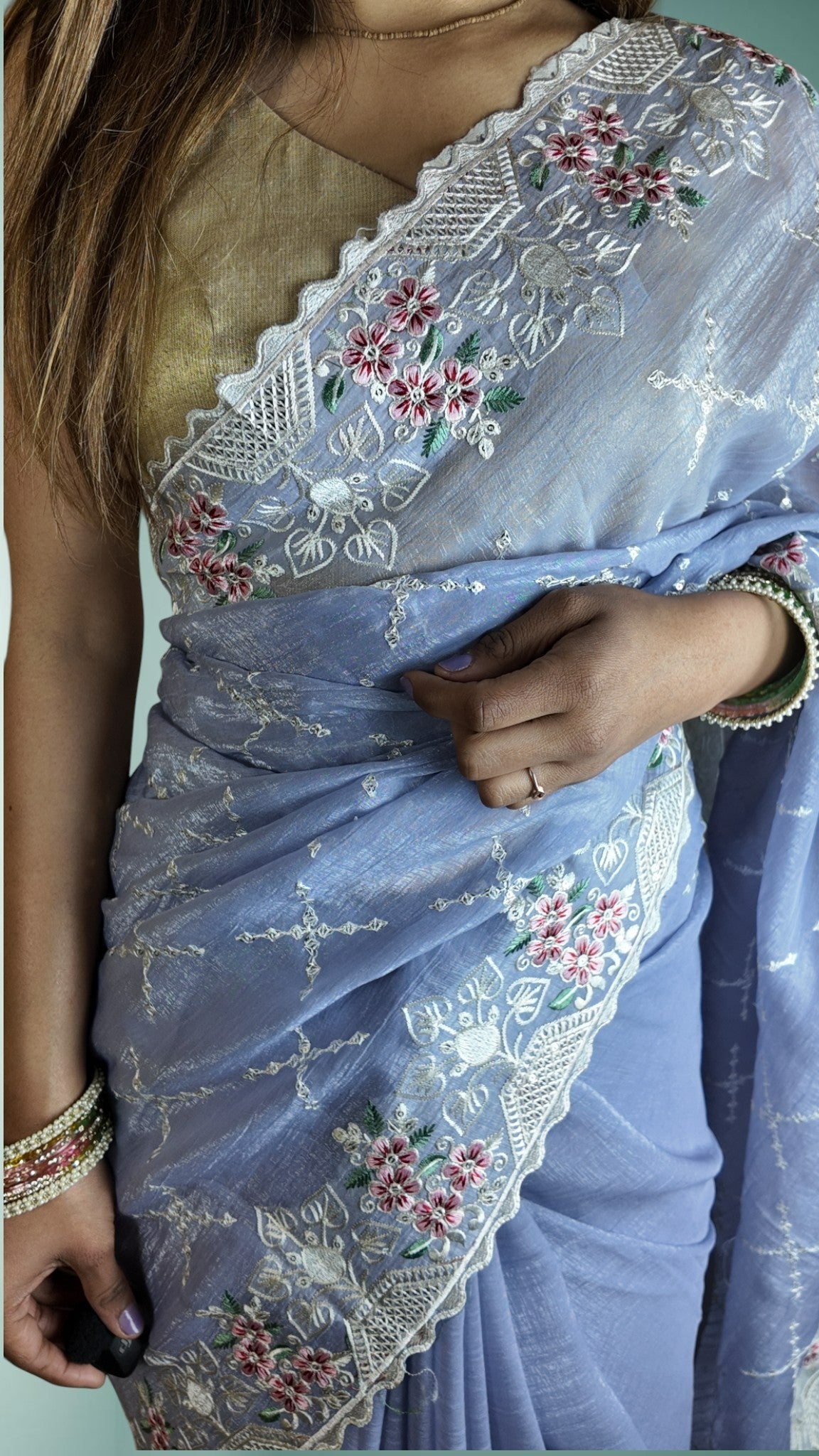 Azure Ethereal Elegance Bloom Saree