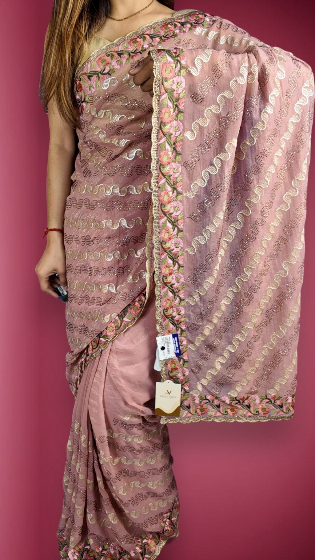 Peach Ethereal Regal Bloom Saree