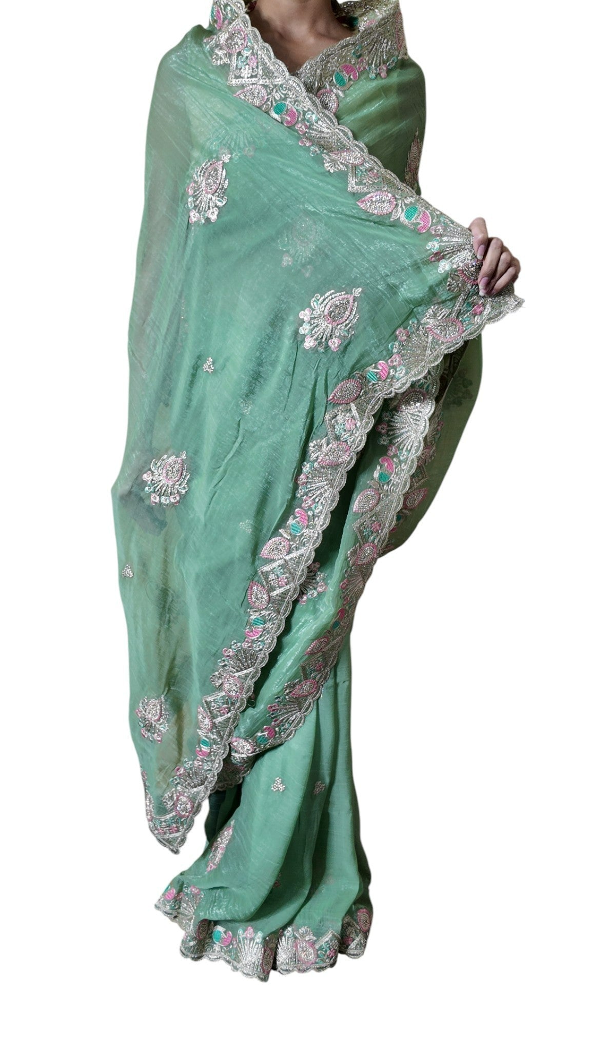 Mint Ethereal Radiant Elegance Saree