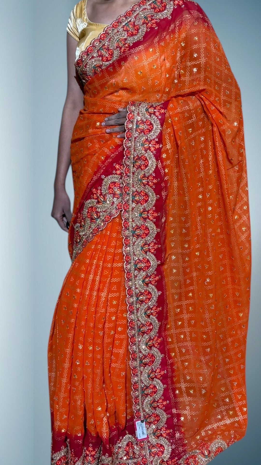 Tangerine Regal Opulent Heritage Saree