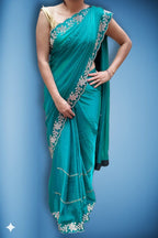 Emerald Regal Exquisite Bloom Saree