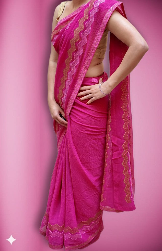 Fuchsia Majestic Couture Bloom Saree