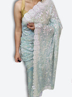 Mint Ethereal Elegance Bloom Saree