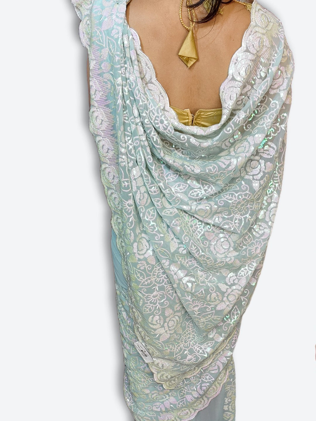 Mint Ethereal Elegance Bloom Saree