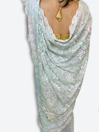 Mint Ethereal Elegance Bloom Saree