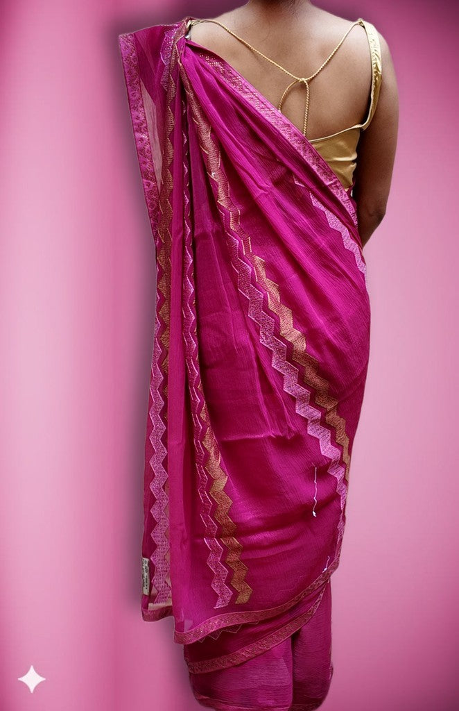 Fuchsia Majestic Couture Bloom Saree