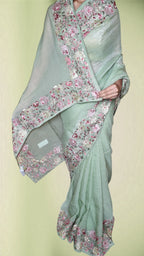Sage Ethereal Regal Bloom Saree