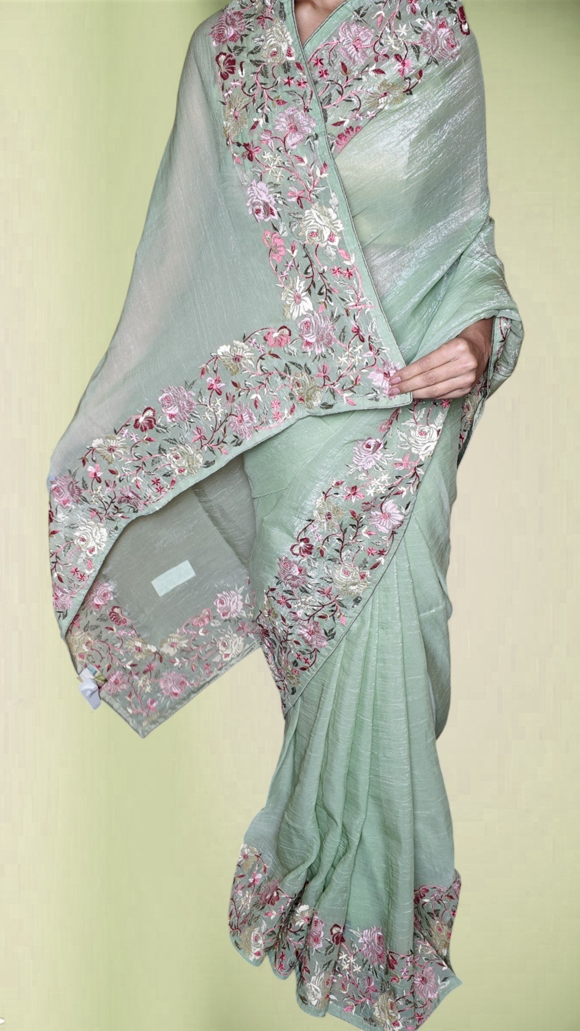Sage Ethereal Regal Bloom Saree