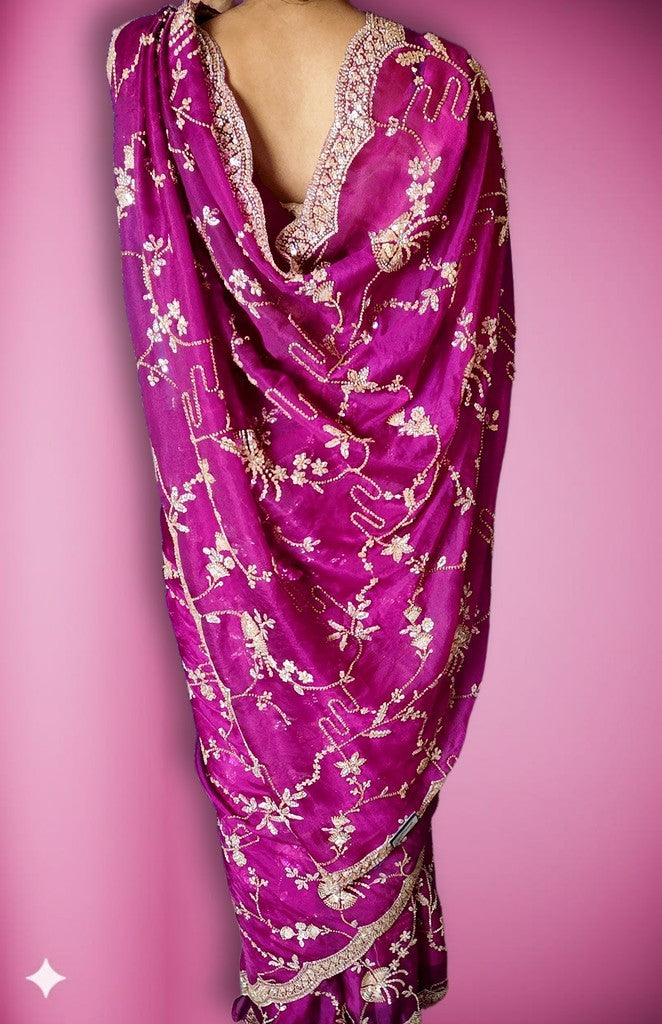 Fuchsia Regal Opulent Couture Saree