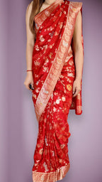 Crimson Majestic Couture Heritage Saree
