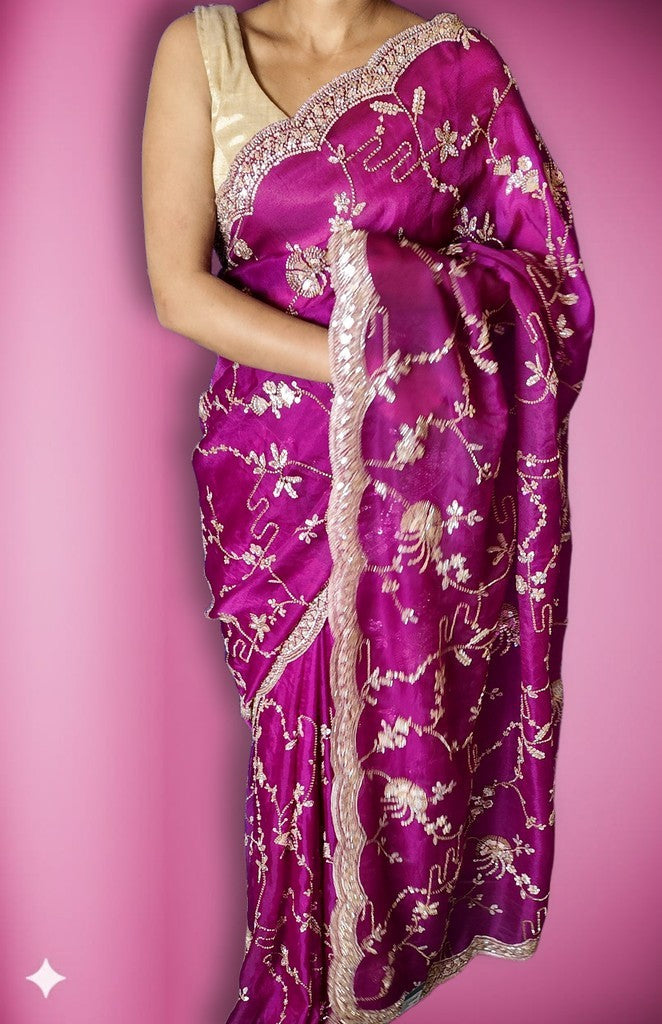 Fuchsia Regal Opulent Couture Saree