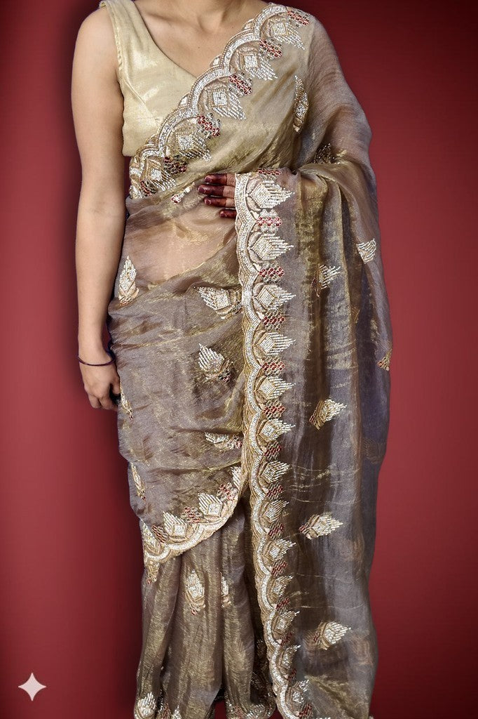 Champagne Regal Exquisite Heritage Saree