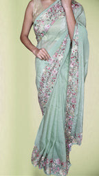 Sage Ethereal Regal Bloom Saree