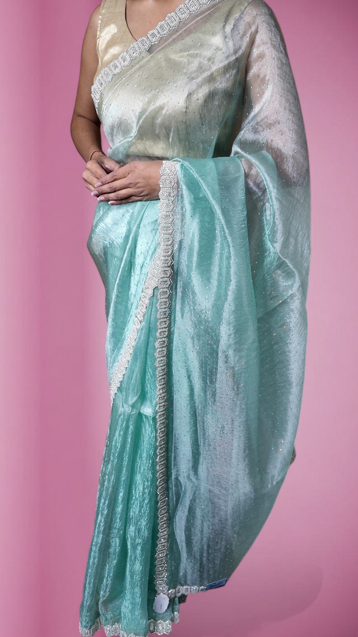 Mint Ethereal Glamour Charm Saree