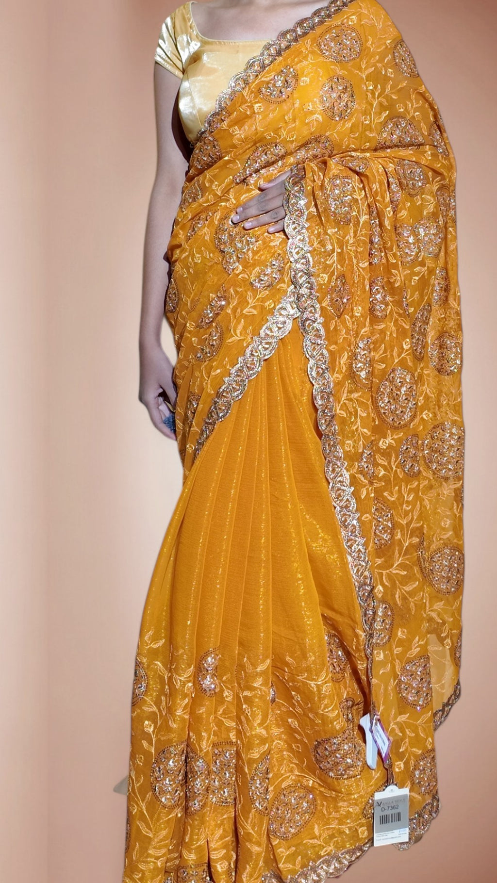 Saffron Regal Opulent Graceful Saree
