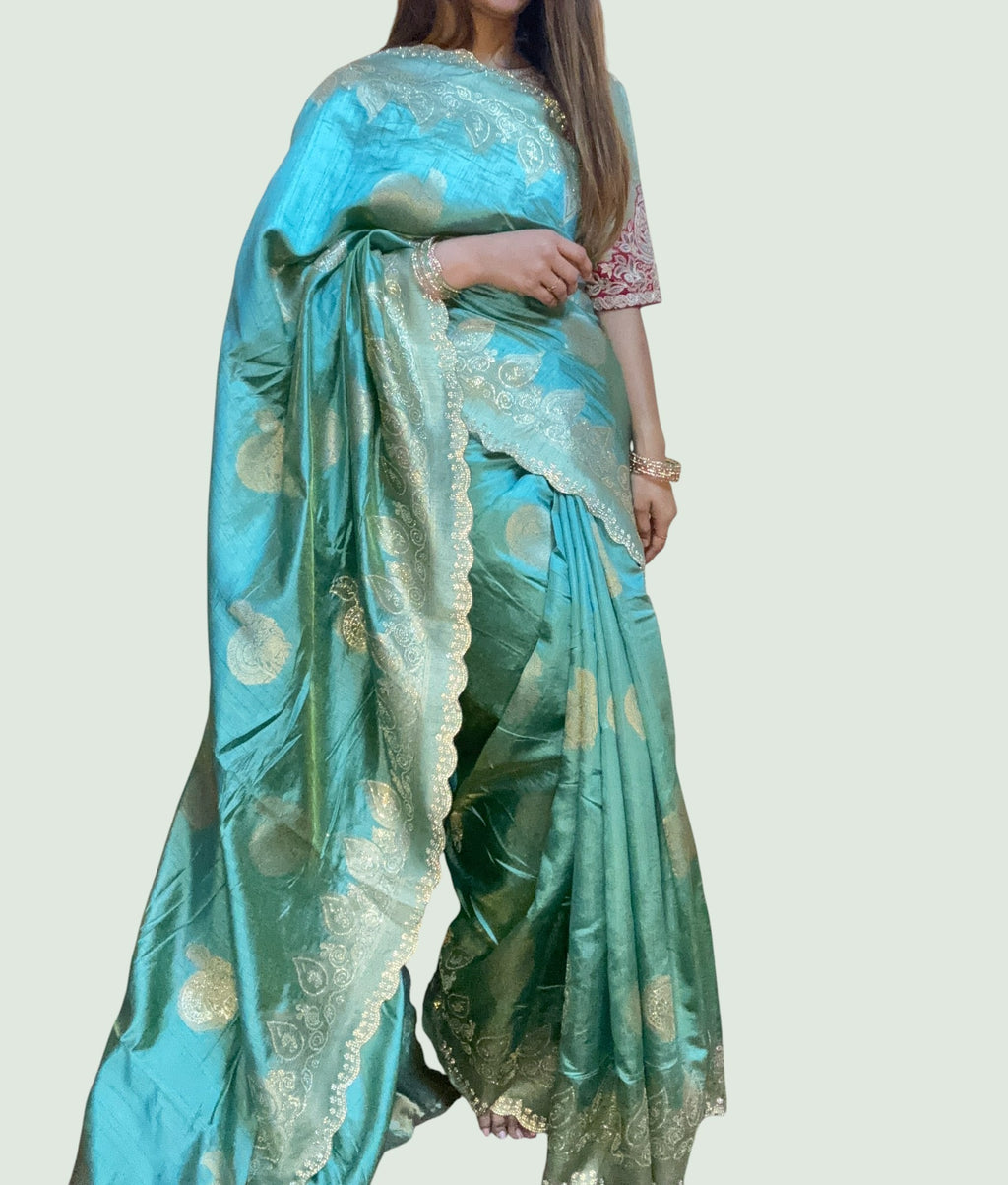 Turquoise Regal Opulent Heritage Saree