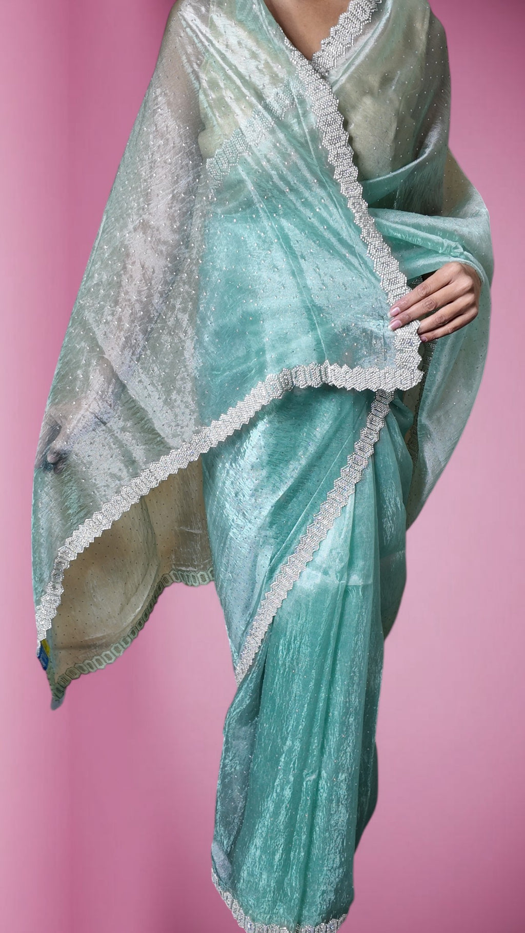 Mint Ethereal Glamour Charm Saree