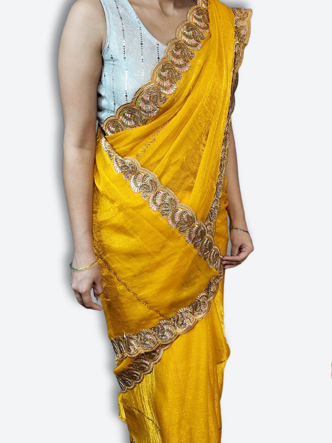 Saffron Majestic Couture Bloom Saree