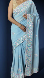 Azure Ethereal Radiant Elegance Saree