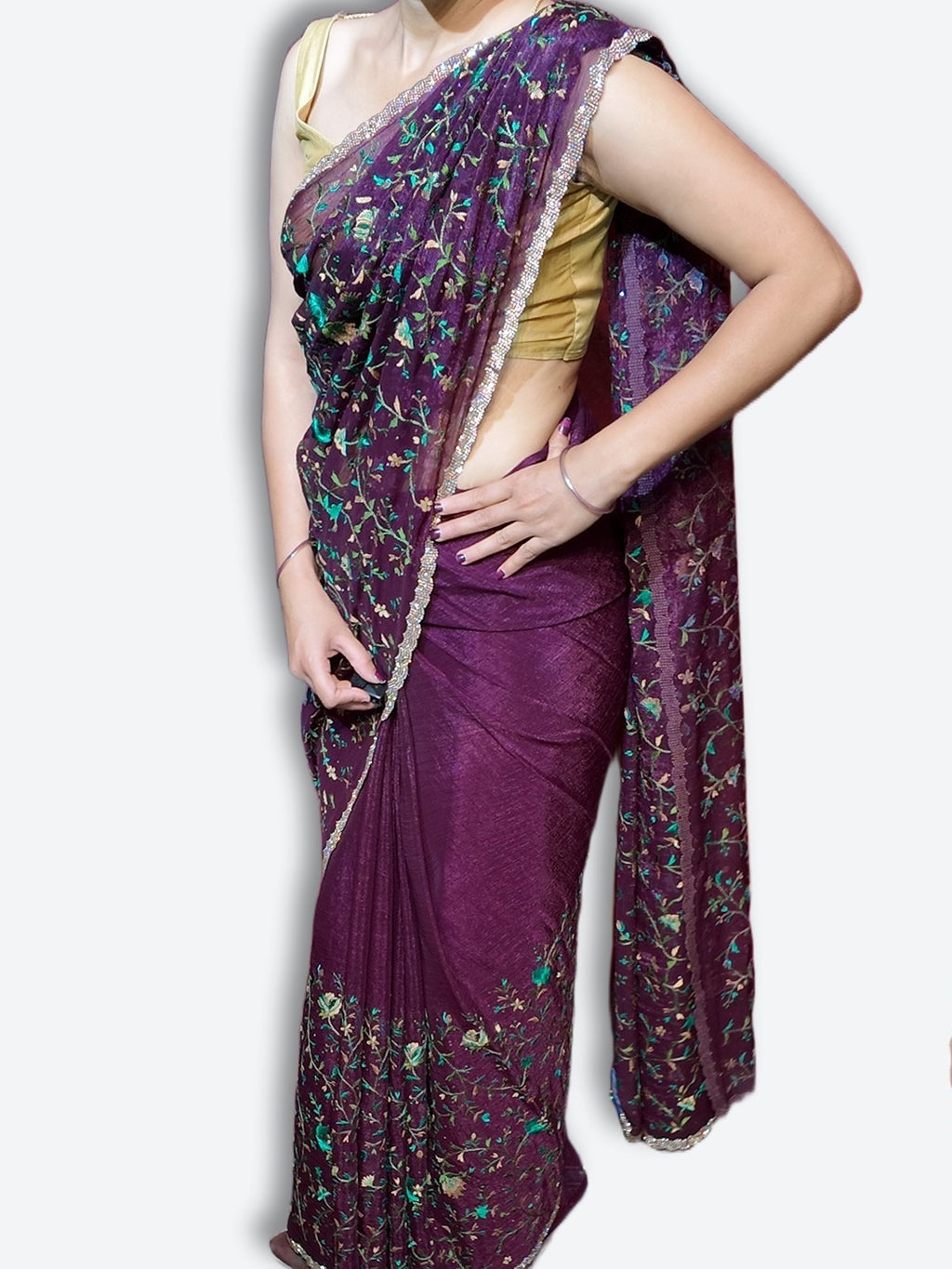 Plum Majestic Couture Bloom Saree
