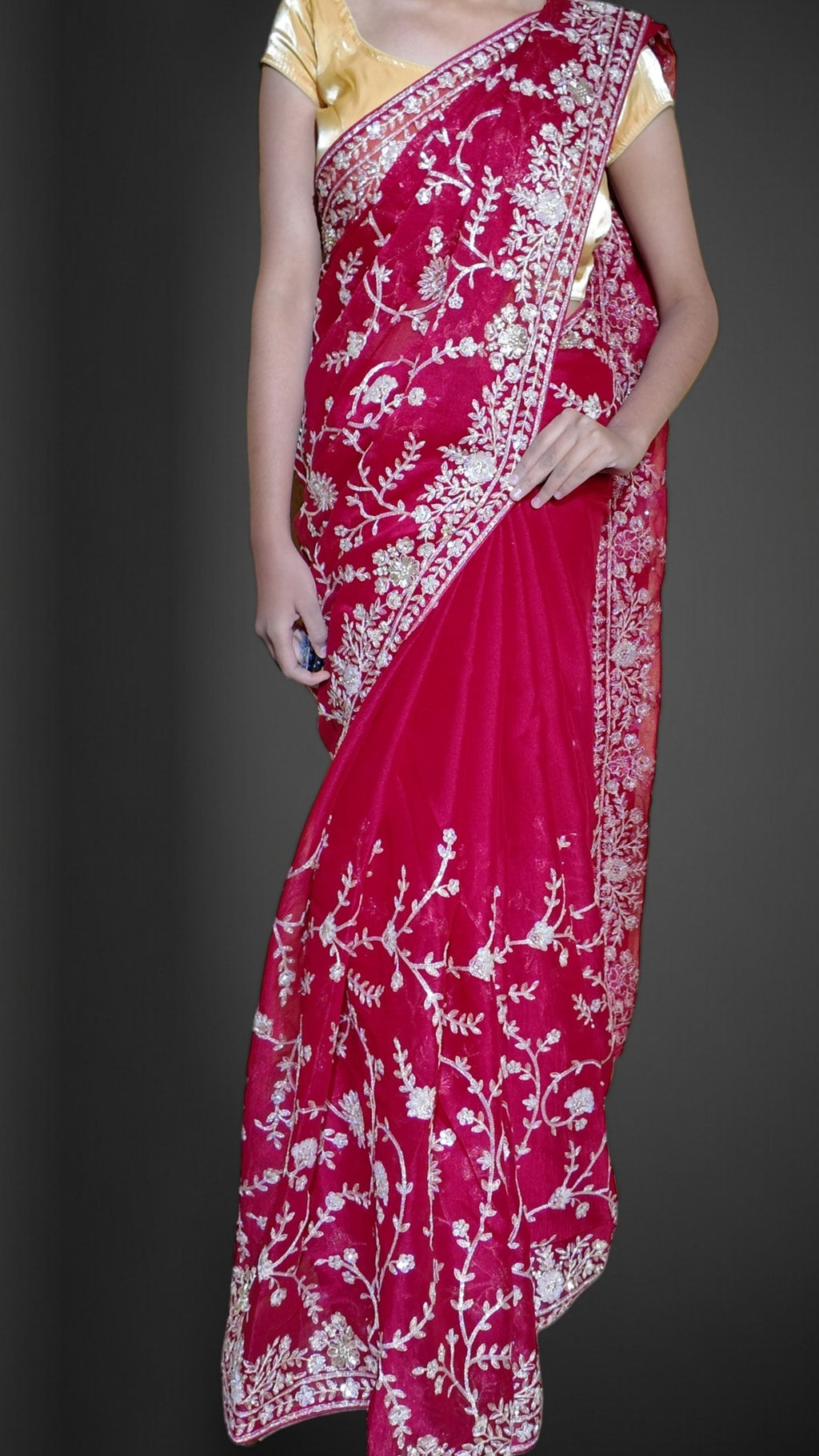 Fuchsia Majestic Couture Bloom Saree