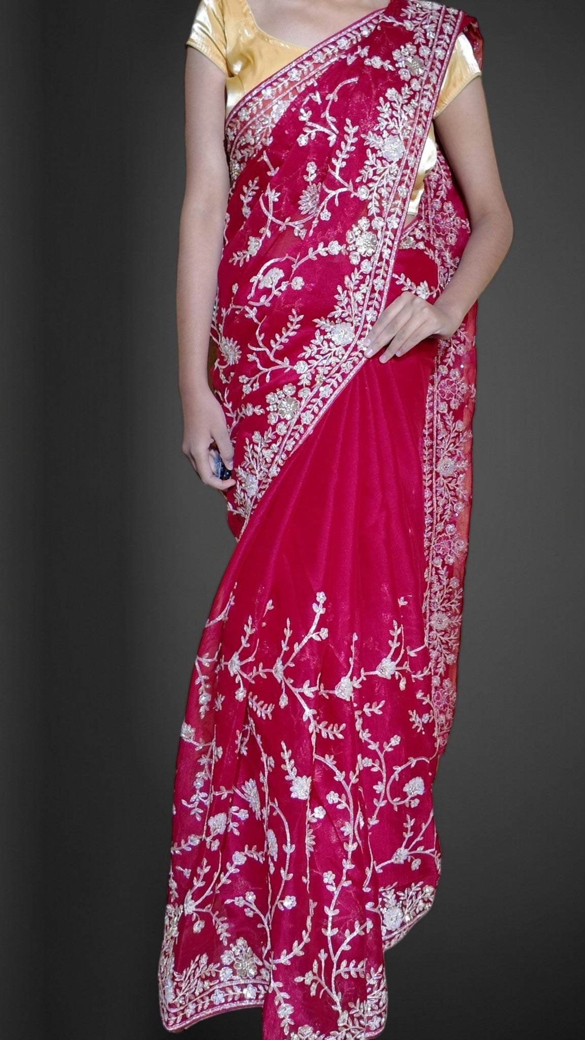 Fuchsia Majestic Couture Bloom Saree